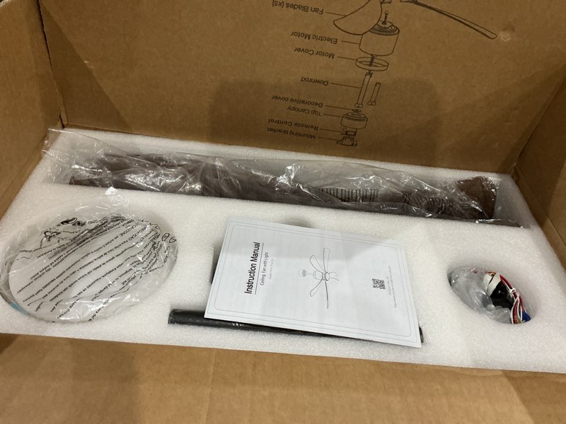 Condition photo showing Good Condition for blnan 52" premium walnut solid wood ceiling fan with light - whisper-quiet dc motor, 6 speeds, 3000k-6000k dimmable led, remote control with timer, 2 downrods for indoor/outdoor, a++ energy saving 52 inch