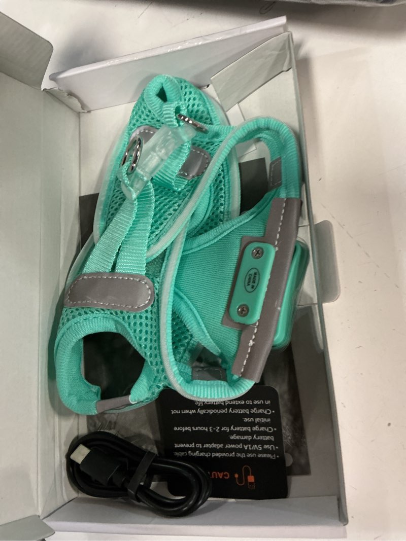 Condition photo showing Good Condition for Light Up Dog Harness,Rechargeable LED Dog Harness for Small Medium Large Dogs,Reflective Lighted Safety Vest for Night Walking & Camping,Lightweight & Adjustable,Light Green,XS Light Green XS