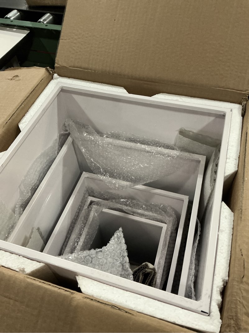 Condition photo showing New/Like New for 5 pcs square pedestal stands, durable elegant square display pedestal stands metal display dessert table pillars for party birthday artwork cakes desserts weddings events