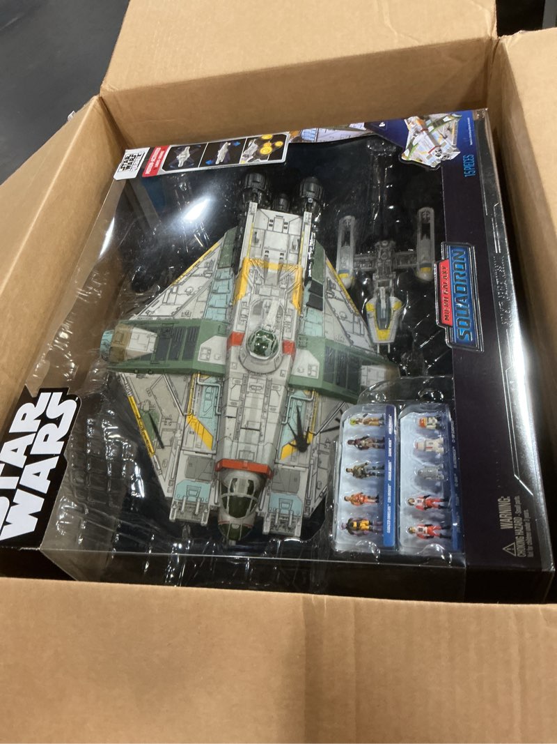 Condition photo showing Good Condition for star wars™ micro galaxy squadron ghost (secret mission) - 15-inch vehicle with three additional vehicles plus ten micro figures accessories