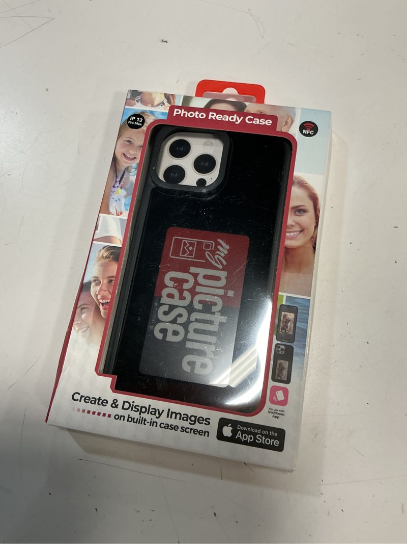 Condition photo showing New/Like New for for apple iphone – custom photo display phone case with built-in screen | personalized picture phone cover | protective slim fit case (iphone 13 pro max) black