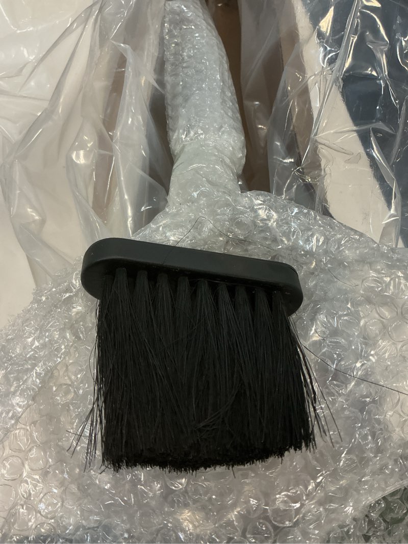 Condition photo showing As Is for 2 pack 30 inch black fireplace hearth brush broom round steel construction natural sisal bristle extended handle for efficient ash removal suitable for fireplace, wood stoves, outdoor fire pit