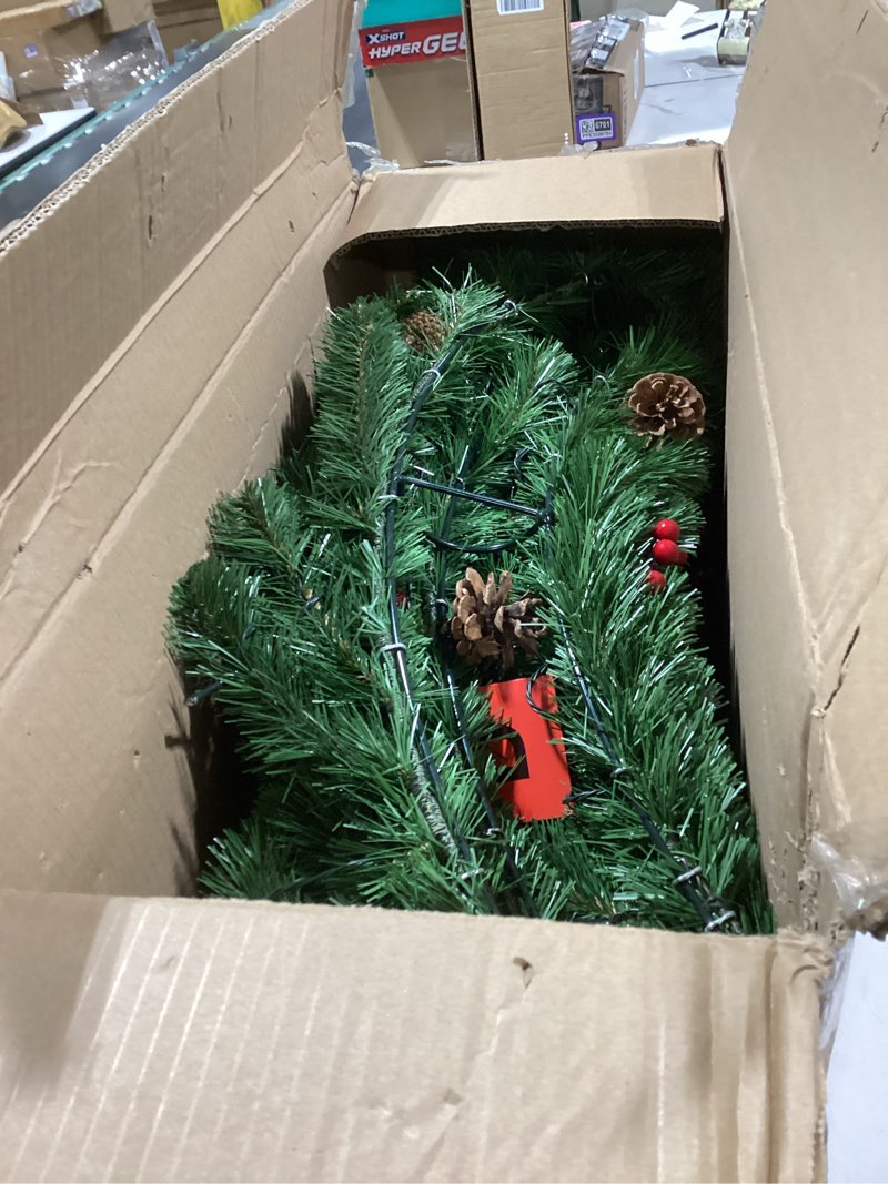 Condition photo showing Good Condition for Brightown 48 inch Christmas Wreath Outdoor Decoration, Large Artificial Wreath with Lights, 200LED, 440 PVC Tips, Power Plug-in Green 48in