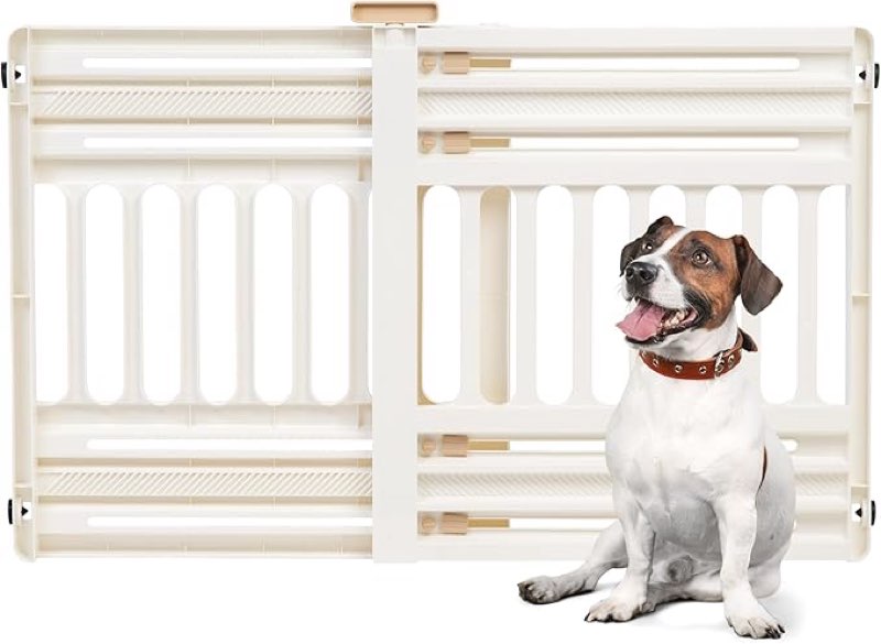 Iris Ohyama, Pet Barrier PB-600, Plastic, White and Beige