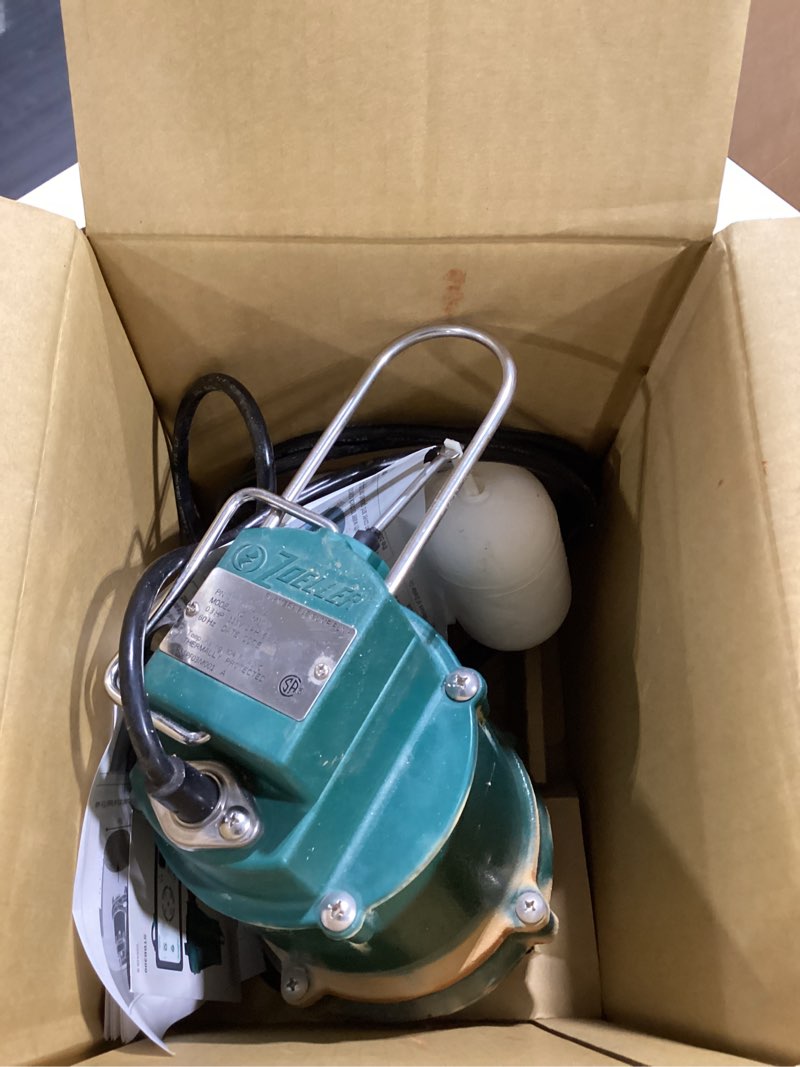 Condition photo showing As Is for zoeller 1/3 hp pro 115v cast iron submersible sump pump