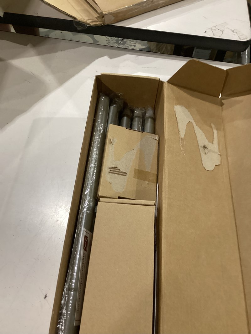 Condition photo showing Good Condition for kamanina silver curtain rods for windows 72 to 144 inches (6-12ft) long heavy duty curtain rods, 7/8 inch adjustable drapery rods with decorative netted texture finials antique silver 72-144"