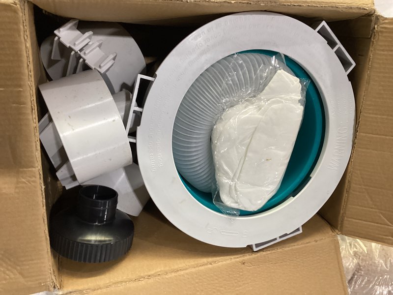 Condition photo showing As Is for above ground pool skimmer,no installation required, no adjustable bracket required,comes with 10 filter socks, special note: the pool pump flow rate must not exceed 1100 gph(turquoise) 21inch turquoise
