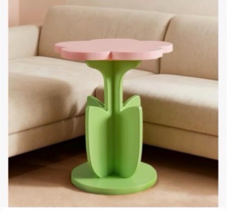 Eastrpupira Flower Shaped Coffee Table, Floral Accent Center Table, Pink Coffee Table with Pedestal 