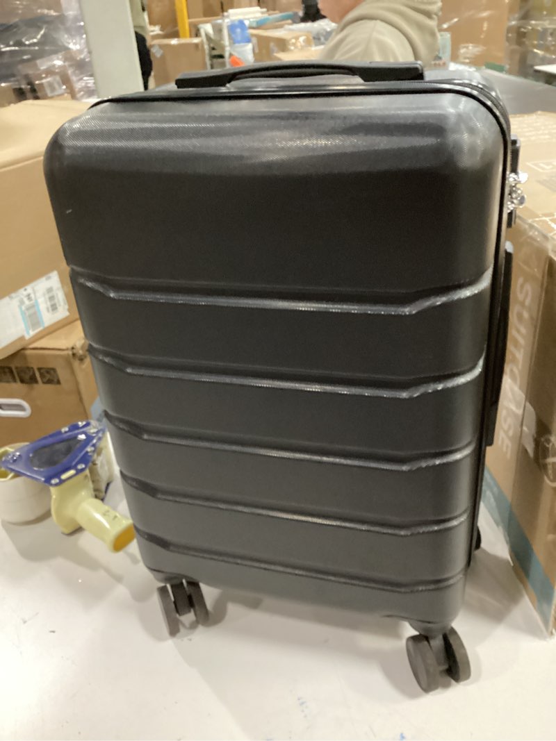 Condition photo showing As Is for ( Similar) 20\\\" Hardside Medium Checked Luggage, Hardshell Suitcase With Wheels, Expandable For Up to 15% More Space, With Scratch-Resistant Surface, Four Multi-directional Wheels, Black Black Medium Checked