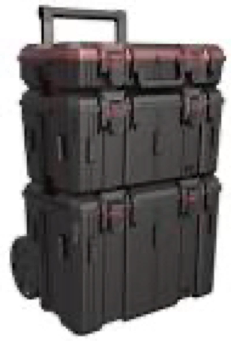 hyper tough hyper stack heavy duty 3 piece modular rolling toolbox system, black