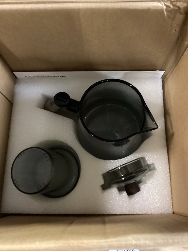 Condition photo showing Good Condition for Borosilicate Glass Teapot Set with 6 Colorful Handle Teacups, Wooden Handle, Removable Infuser, Stovetop Safe for Loose Leaf Tea Brewing, 650ML/21.9oz