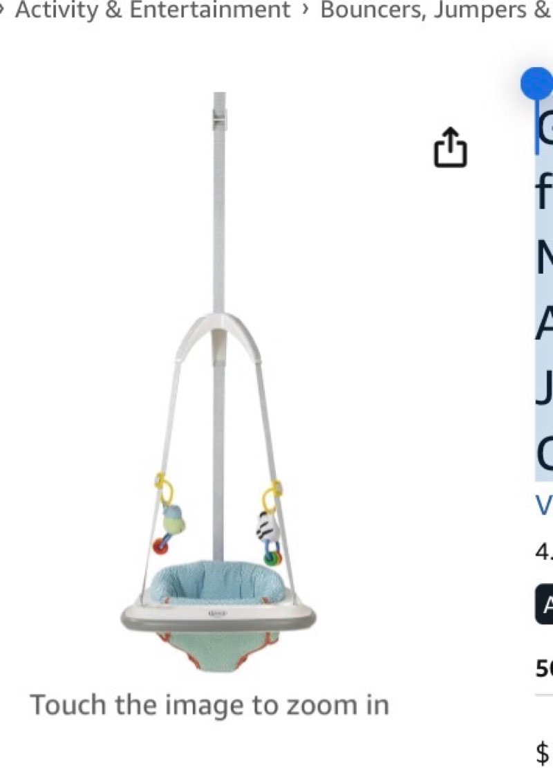 Graco Bumper Doorway Jumper for Baby, Bounce Seat with Machine Washable Pad, Adjustable Height Baby Jumper, Play Tray for Toys, Caravan