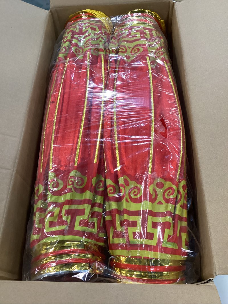 Condition photo showing Good Condition for Baquler 2 Pcs Chinese New Year Lanterns 2026 Large 15.8 Inch Silk Chinese Lantern Traditional Hanging Lamp Mid Autumn Festival Decoration for Traditional Festival Celebration