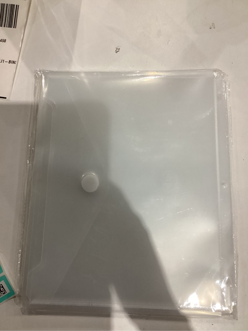 Condition photo showing As Is for Plastic 3 Ring Letter Size Binder Pockets Clear Pouches for 8.5’’ x 11’’ Paper Folder Organizer Hook Loop Closure 10 Pack