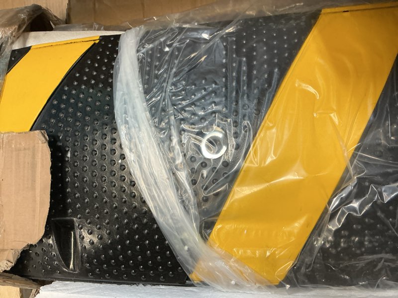 Condition photo showing New/Like New for 2 packs 3.3ft recycled rubber speed bump for driveway, heavy duty traffic calming hump with 25000 lbs capacity, 2 channel modular cable protector ramps for asphalt concrete gravel driveway road