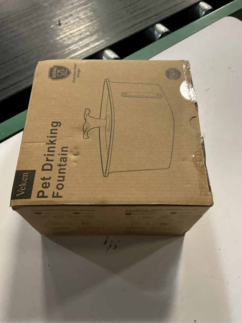 Condition photo showing New/Like New for veken innovation award winner stainless steel cat water fountain, 95oz/2.8l automatic pet fountain dog water dispenser with replacement filters & silicone mat, gifts for cats, dogs (silver) silver+2 filters+2 sponges 95oz (standard fill)
