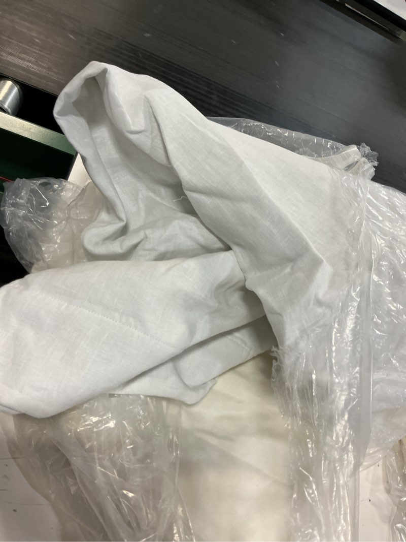 Condition photo showing As Is for european linen room darkening curtain - single panel, 48x84, white