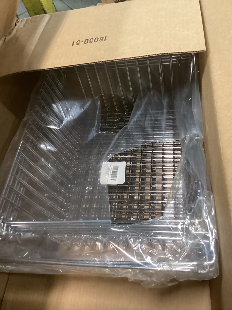 Condition photo showing Good Condition for Slideep Stackable Storage Baskets Stainless Steel Cabinet Organizer Sturdy Metal Wire Pantry Freezer Bin for Pantry Home Bathroom Kitchen Organization 6 Packs 14''-Chrome 6