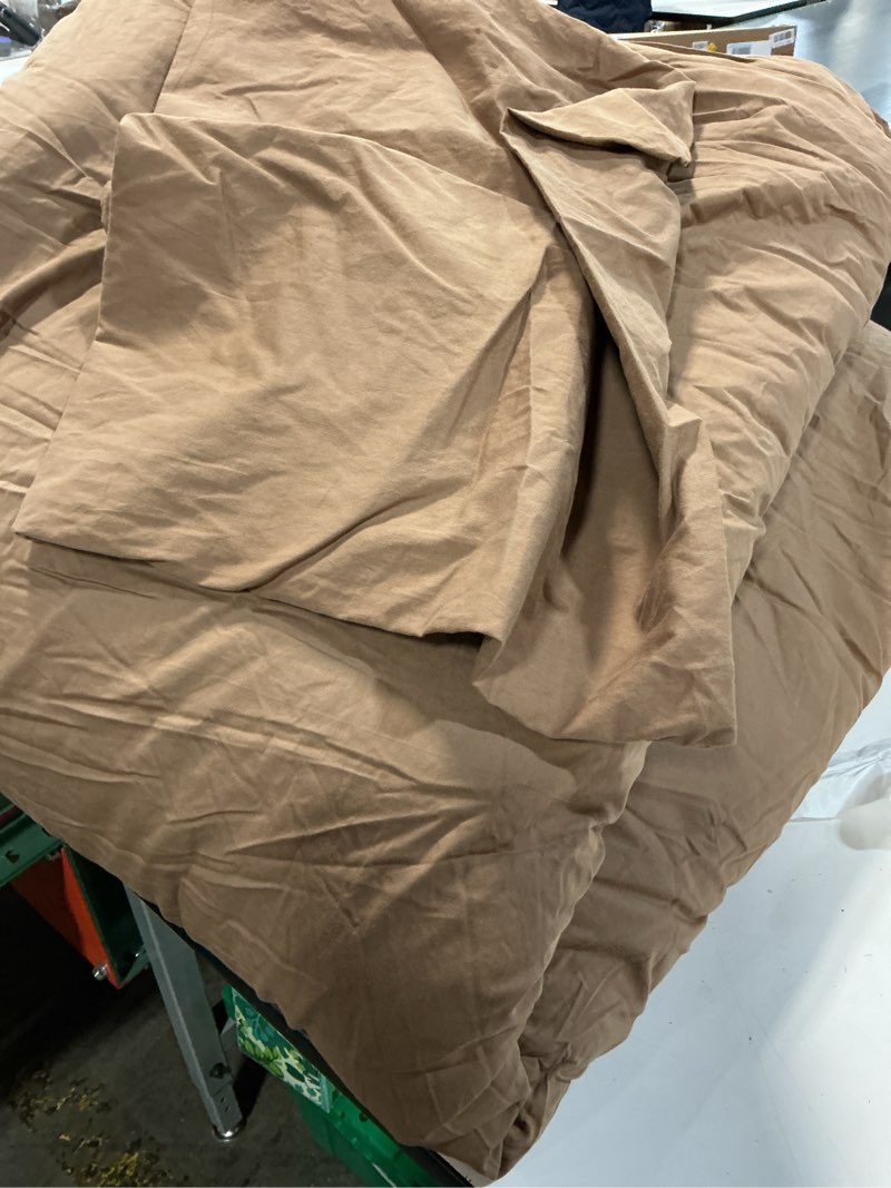 Condition photo showing As Is for sonoro kate 100% french linen duvet cover king size, soft breathable for hot sleepers, moisture wicking & durable cover set - zipper closure & 4 corner ties duvet covers 3 piece (rust,king)