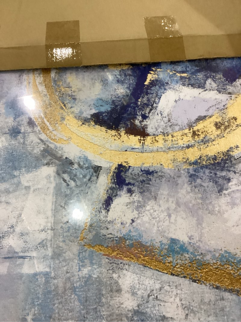 Condition photo showing Good Condition for KREATIVE ARTS Large Blue and Gold Abstract Canvas Wall Art for Living Room and Bedroom 20x40 Framed Modern Art for Office and Above Bed Contemporary Wall Decor Navy and Teal Artwork for Walls