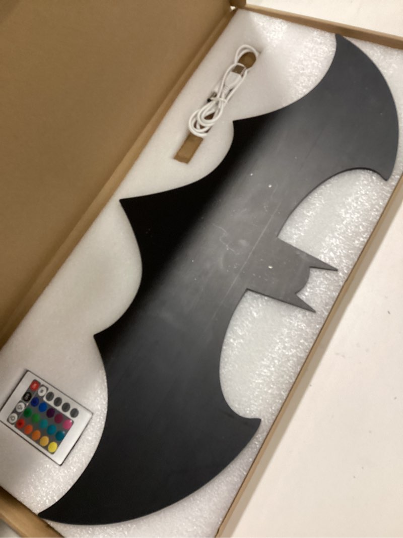 Condition photo showing Good Condition for LED Superhero Bat Lamp Night Light with 16 Colors Remote Wall Sconce Acrylic Engraved Room Wall Decor, Great Gifts for Boys Kids Men (Black)