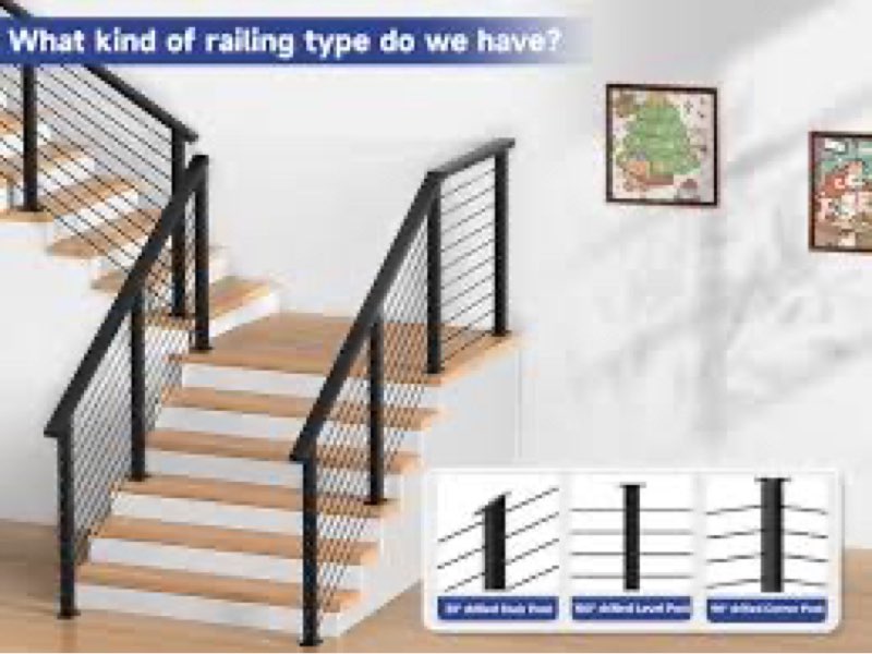 Gyykzz 36" Complete Set Cable Railing Post Kit, 3 Pack Level Drilled Cable Deck Railing System DIY K