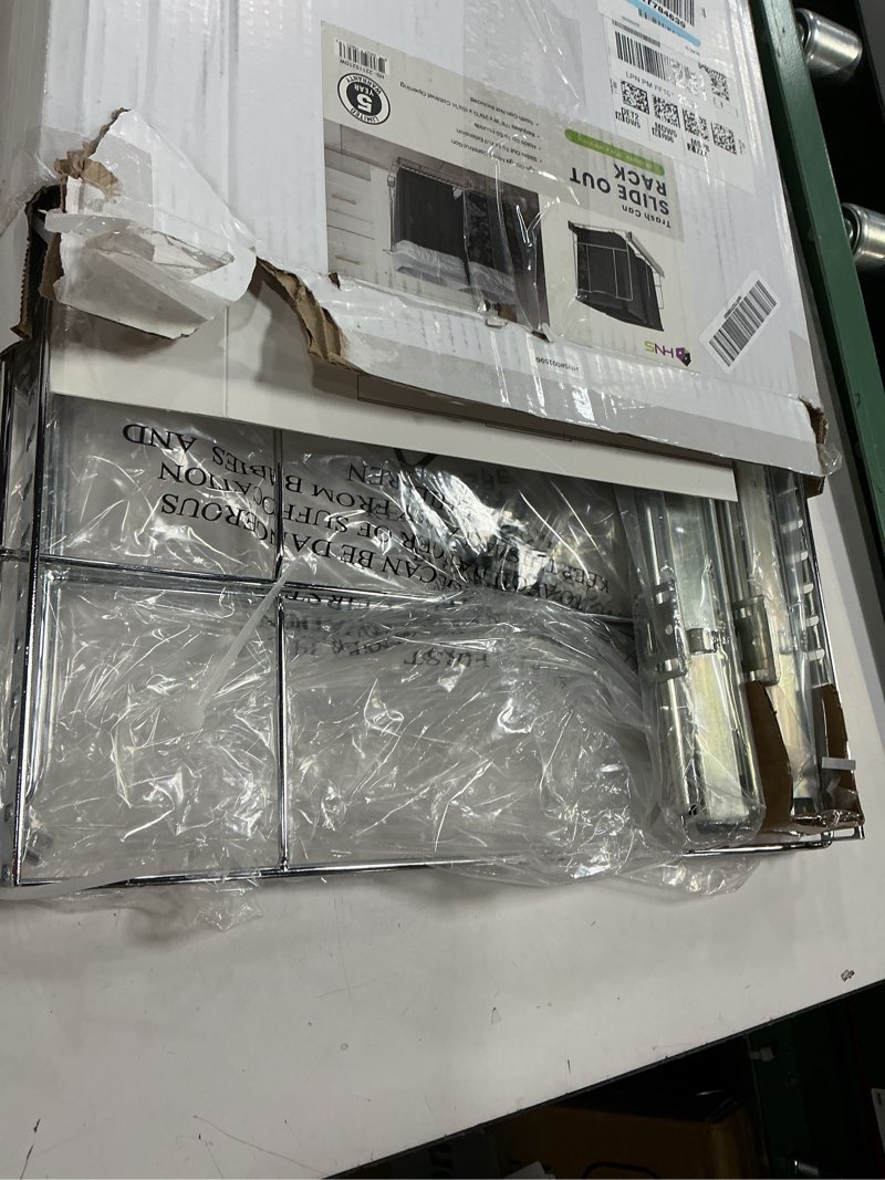 Condition photo showing Good Condition for Double Pull-Out Trash Can for Cabinet - Set of Two 9 Gal / 36 qt Supported – Heavy-Duty Chrome, Smooth Slide with Trash Bag Storage - Requires 21.75" Cabinet Opening (Bin Not Included)