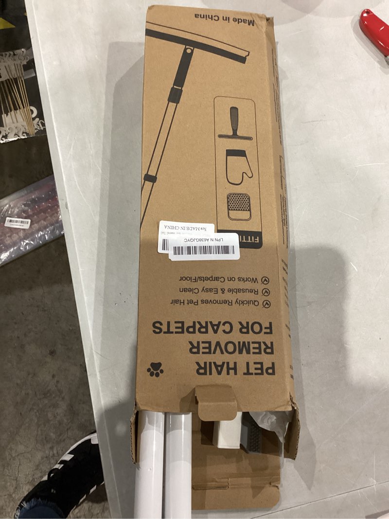 Condition photo showing New/Like New for Carpet Rake for Pet Hair Removal Tool - 4 in 1 Pet Hair Remover Kit for Dog Cat Fur Remover, Contain 60" Adjustable Rubber Broom, Glove, Magic Brush and Scraper for Home Furniture, Rugs, Mats