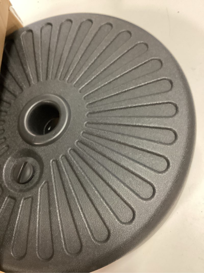 Condition photo showing Good Condition for Simple Deluxe 50lbs 20" Capacity Fillable Patio Umbrella Round Base for Outdoor Lawn, Garden, Black 50lbs Black-Round