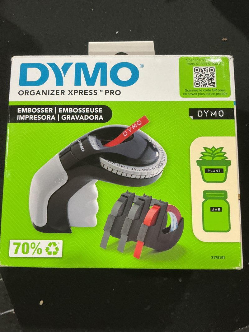 Condition photo showing Good Condition for DYMO Embossing Label Maker with 3 DYMO Label Tapes Organizer Xpress Pro Starter Kit Ergonomic Design