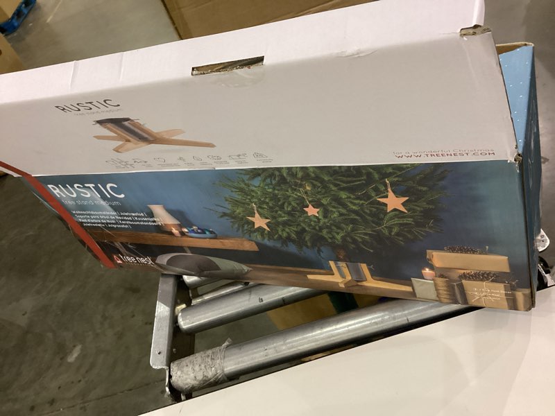 Condition photo showing As Is for Tree Nest Christmas Tree Stand Base for 7ft Real Tree Sliver Christmas Tree Holder Stable for Xmas Tree Decoration Rustic (White,Medium) Medium White