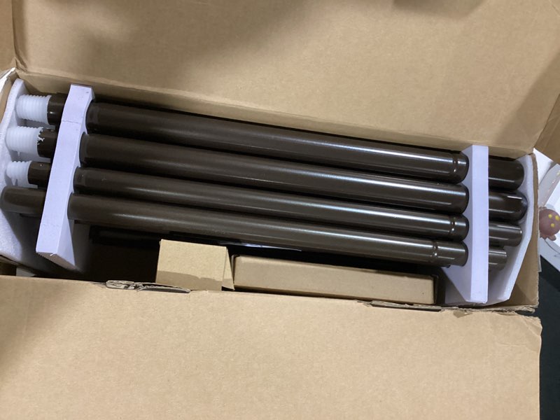 Condition photo showing New/Like New for tonial1 inch double curtain rods for windows 66 to 120 inches (6-12ft), heavy duty decorative drapery rod for 32 to 144 inches (5.75-11.7ft) with classic cap finial, bronze bronze 66-120”