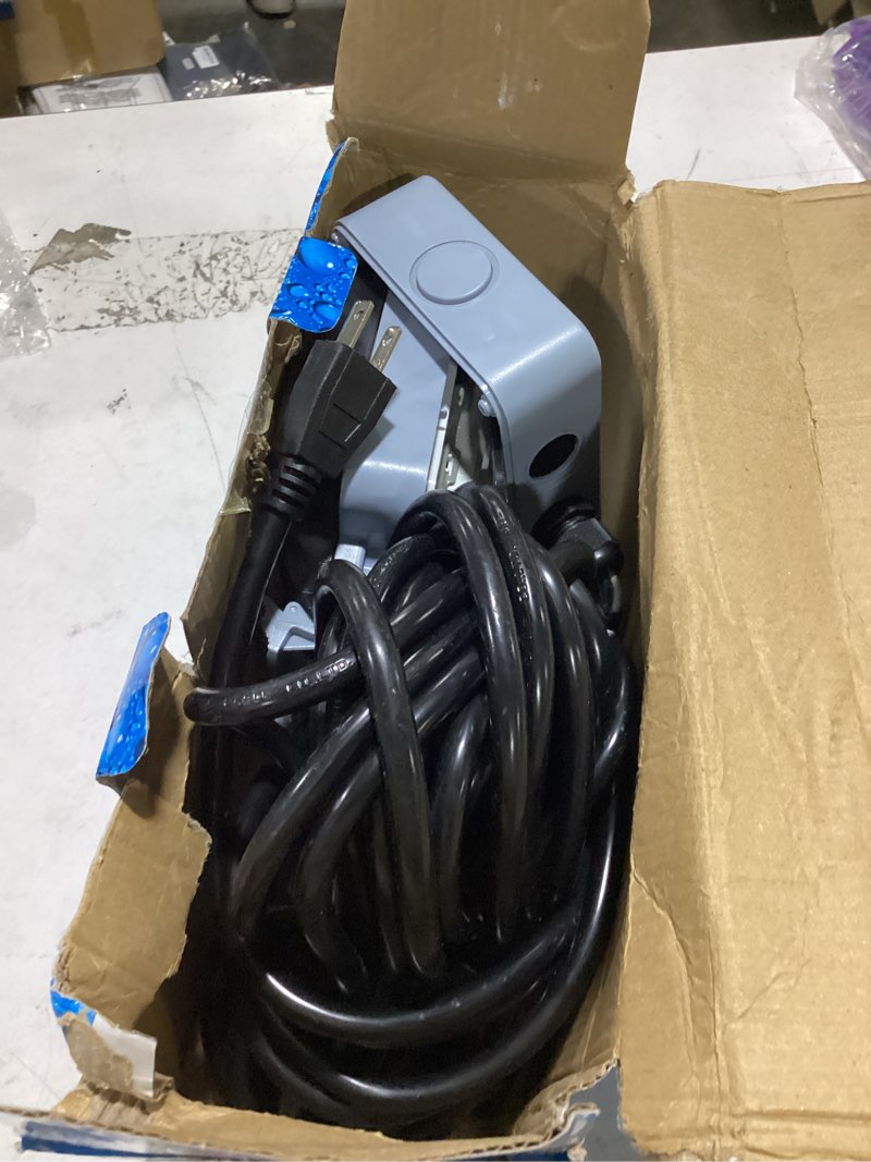 Condition photo showing Good Condition for outdoor power outlet box with 32.8ft extension cord, nema 5-15r, stw 14 awg, weatherproof waterproof ip66 electrical outlet extender, exterior wall power socket w/cover for garden