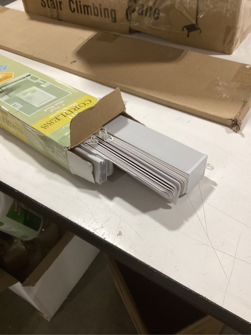 Condition photo showing Good Condition for Cordless Light Filtering Mini Blind - 28 Inch Width, 48 Inch Length, 1" Slat Size - Pearl White - Cordless GII Morningstar Horizontal Windows Blinds for Interior by Achim Home Decor 28"W x 48"H Pearl White