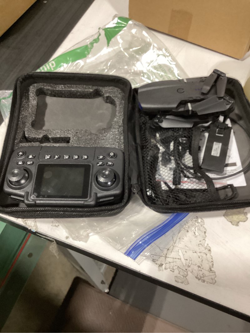 Condition photo showing Good Condition for e99 drone with screen controller, two-batteries, altitude hold, one key take off/landing, active obstacle avoidance. with black outdoor carrying case. (black - 2 batteries)