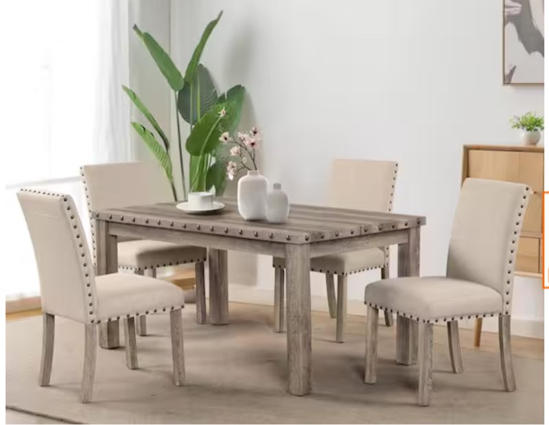 Rectangular Wood Tone Wooden Top Dining Table