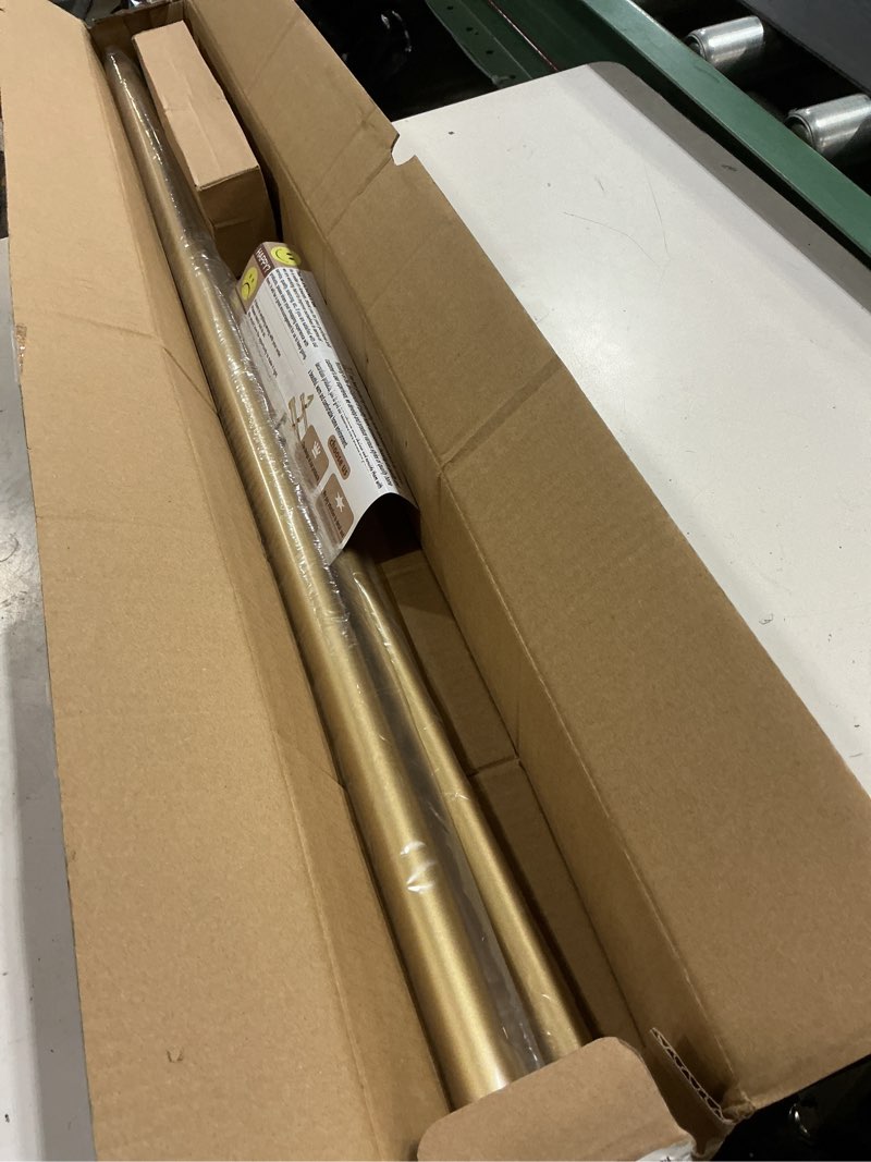 Condition photo showing New/Like New for olv gold double curtain rods for windows 36 to 72 inch(3 to 6 feet),1 inch adjustable dual curtain rod, heavy duty double drapery pole with end cap design for living room, bedroom, farmhouse 36-72 gold