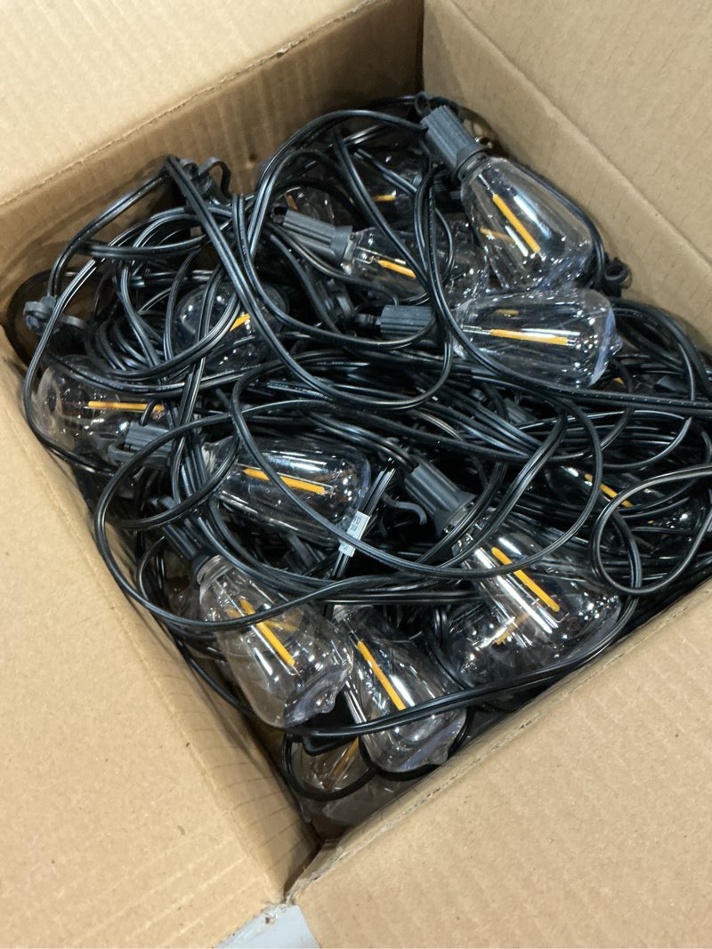 Condition photo showing New/Like New for brightown outdoor string lights patio lights, 100ft st38 shatterproof dimmable waterproof connectable led christmas lights, hanging outside light for backyard, porch, deck, balcony, garden, home decor black 100ft