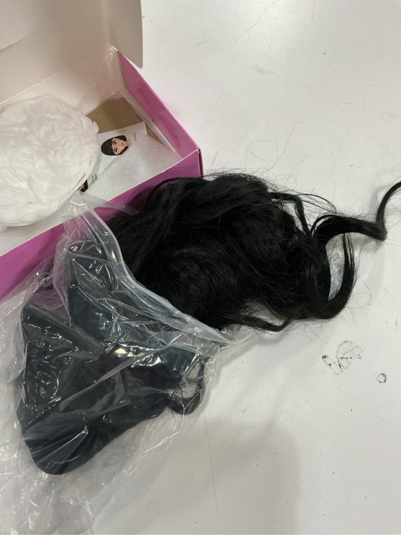 Condition photo showing As Is for aisi hair black wig for women, long wavy lace hairline middle part synthetic heat resistant wig for daily party-26 inch
