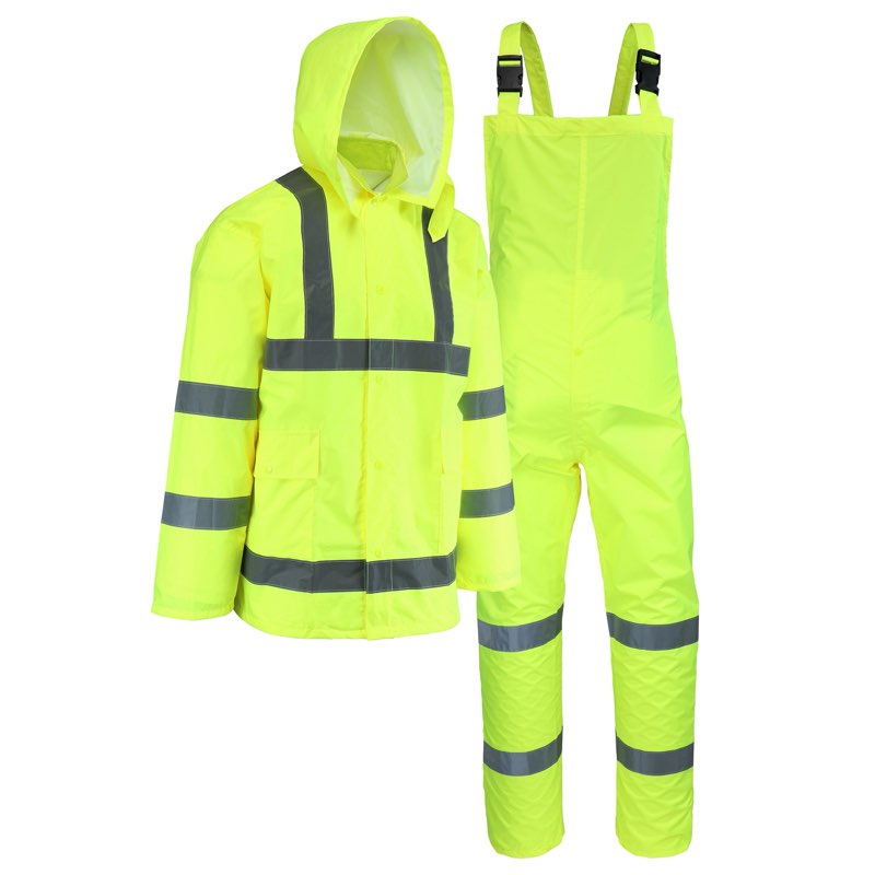 safety works 3-piece men's large yellow rain suit xl
