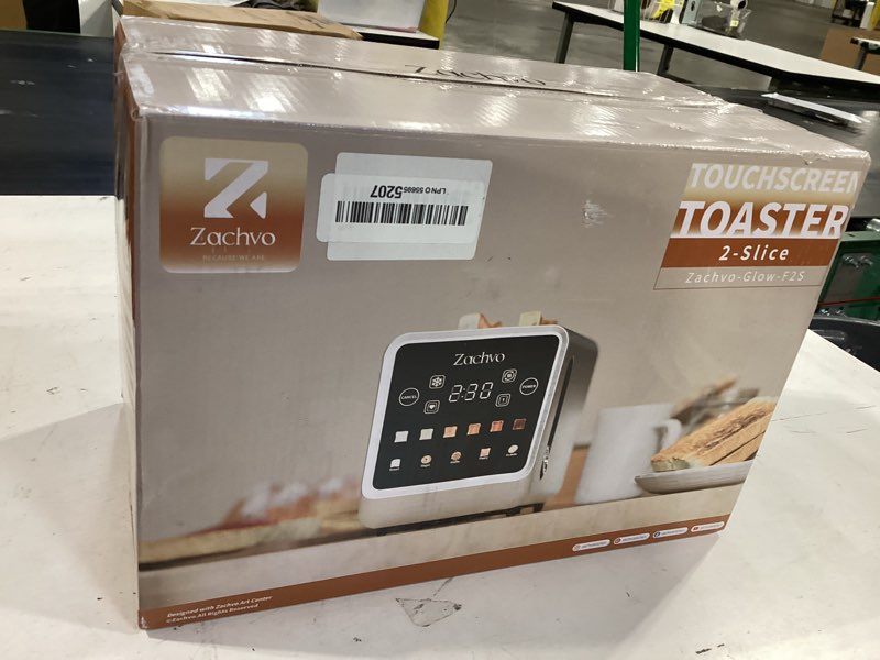 Condition photo showing As Is for 2 slice toaster with smart touchscreen & digital countdown timer, 1.5" wide slot toaster for bagels & bread, 6 shade settings, memory, defrost & reheat, slim stainless steel design for kitchen stainless steel 2 slots 2 slice