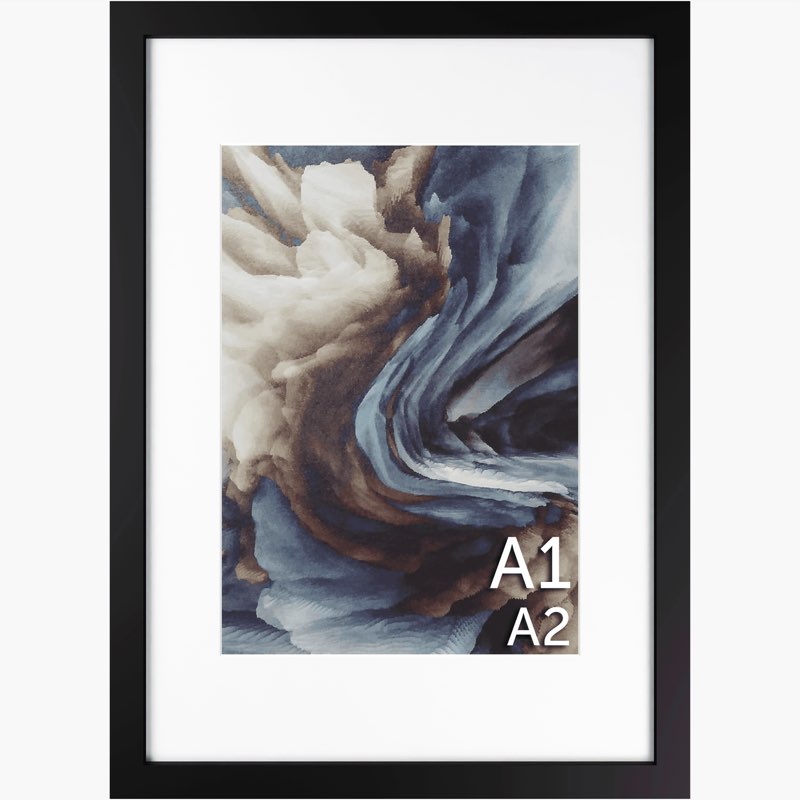 A1 Wood Frame Matted to A2 - Glass