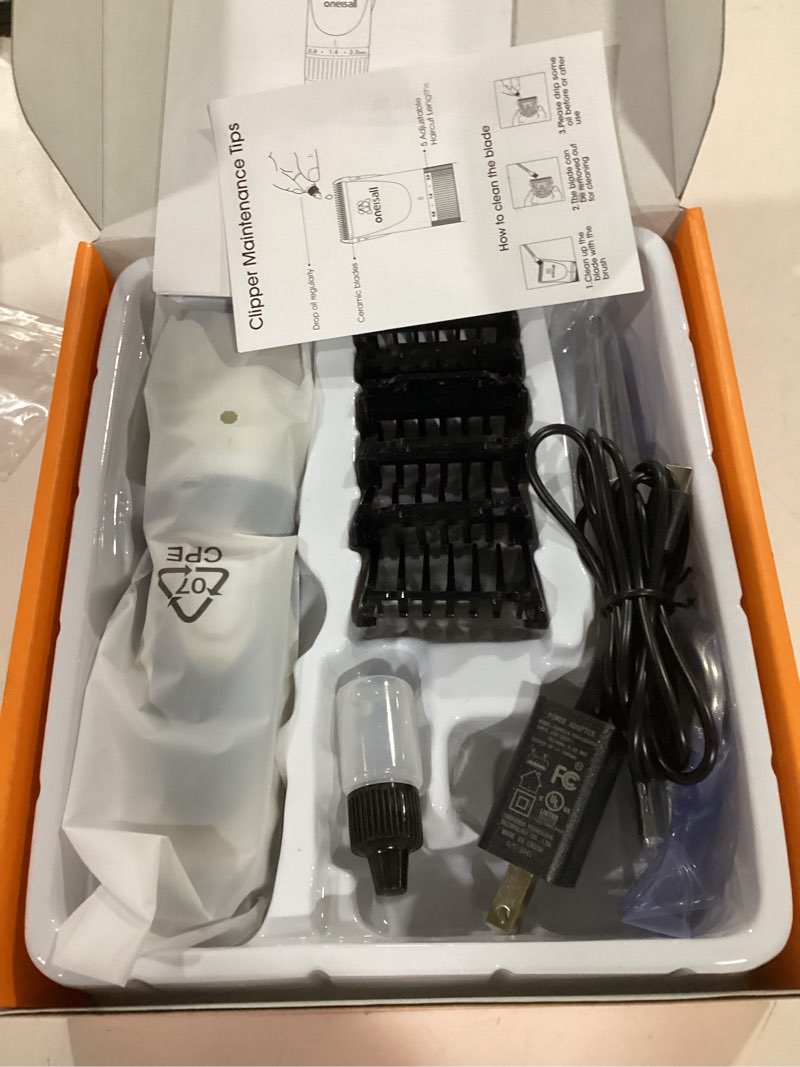 Condition photo showing New/Like New for oneisall dog clipper low noise, dog grooming kit with rechargeable, pet shaver cordless electric quiet hair clipper set for dogs cats pets?gold?