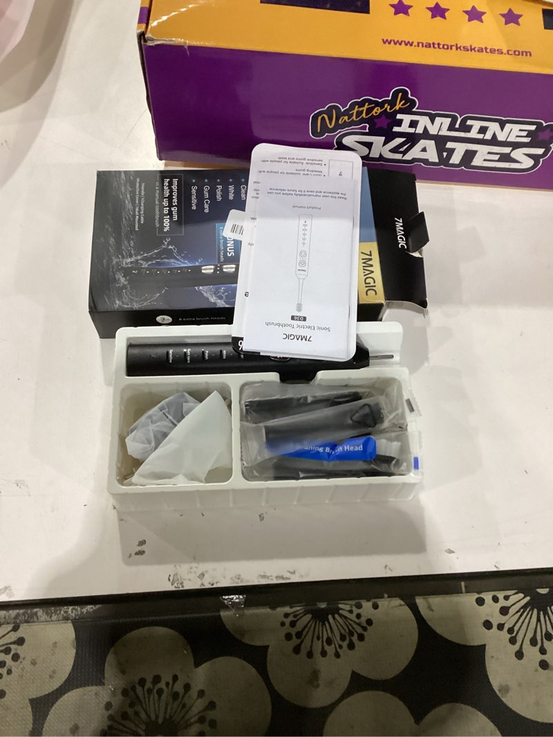 Condition photo showing New/Like New for 7MAGIC Sonic Electric Toothbrush for Adults and Kids - Up to 180 Days Runtime, 42000 VPM Powered Toothbrush, 5 Modes & 3 Intensities for Sensitive Teeth & Braces, Includes 8 Brush Heads, Black
