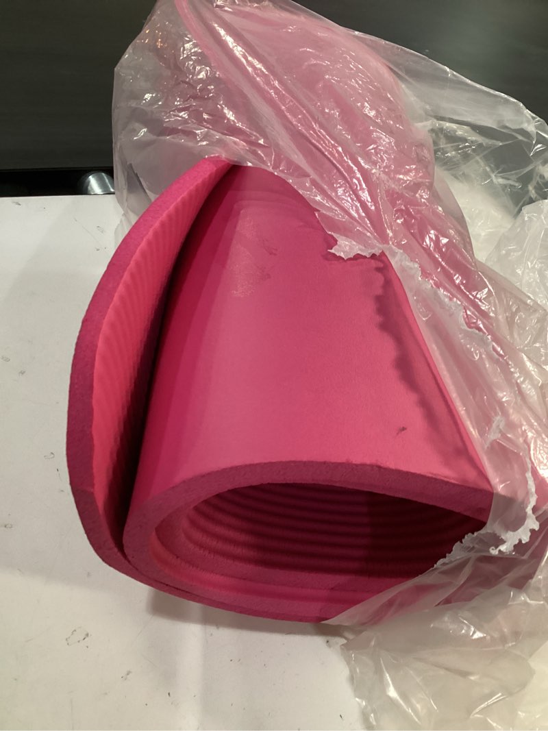 Condition photo showing As Is for Amazon Basics Extra Thick Exercise Yoga Mat with Carrying Strap Pink 1/2 Inch
