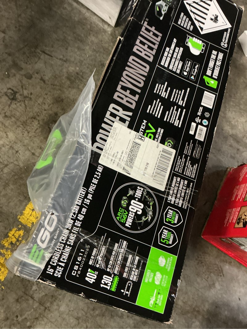 Condition photo showing As Is for ego power+ 16'' chainsaw
