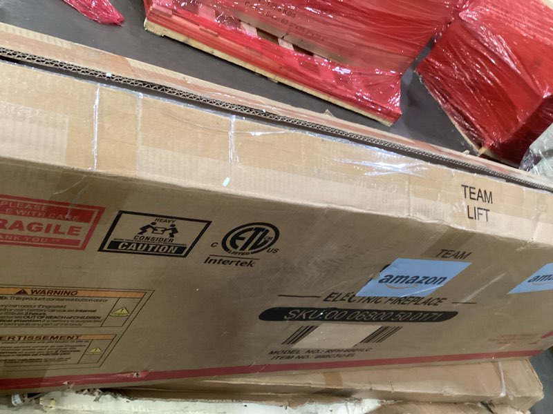 Condition photo showing As Is for 68 Inch Electric Fireplace Insert Ultra-Thin - Recessed & Wall-Mounted Fireplace Heater with Thermostat, Adjustable Flame, Remote Control - Linear with Timer, Touch Screen, 750/1500W 68 INCH Black