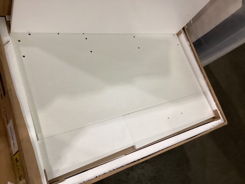 Condition photo showing New/Like New for COMHOMA Vanity Desk with Mirror and Lights, Makeup Vanity Table with 4 Drawers & Storage Shelves, Large HD Mirror, 3 Color Modes & Adjustable Brightness, Modern Dressing Table for Bedroom, White/Gold White and Gold Large