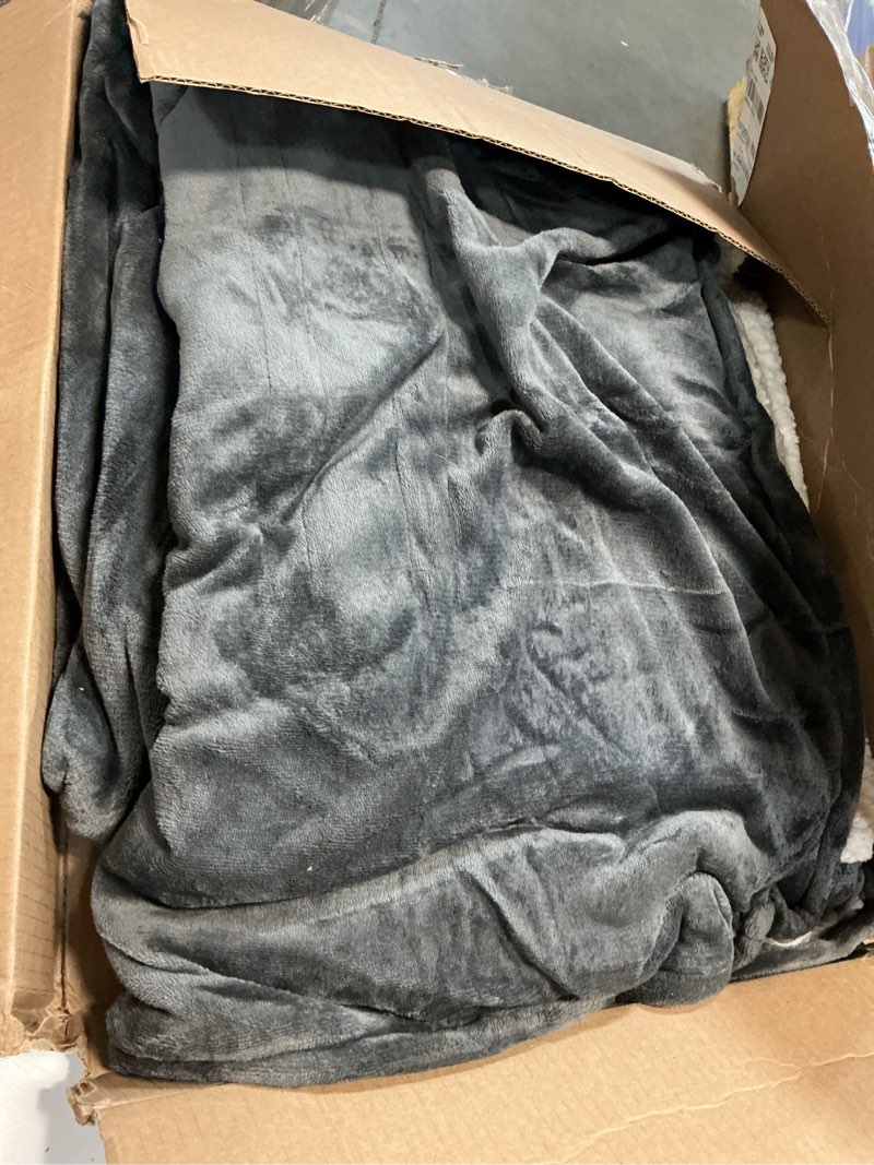 Condition photo showing As Is for Heated Electric Blanket Queen Size 84''x90'', Dual Controller Soft Flannel with 10 Heat Settings 1-12 Hour Auto Off Large Blanket for Bed - Dark Grey 02 - Dark Grey 84''x90''(Queen)