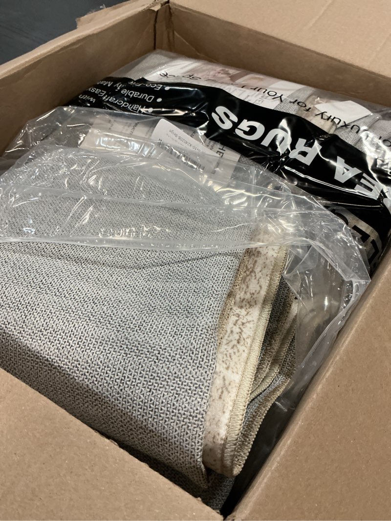 Condition photo showing As Is for Washable Area Rug 8x10, Large Soft Rugs for Living Room Vintage Beige Carpet 8x10 Area Rugs for Bedroom Dining Room Non-Slip Stain Resistant Under Table Rug Beige 8' x 10' (Rectangular)